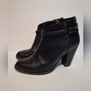 Frye Jenny Seam Ankle Boots Booties Black Stacked Heels Zip Buckle Women's 10 B